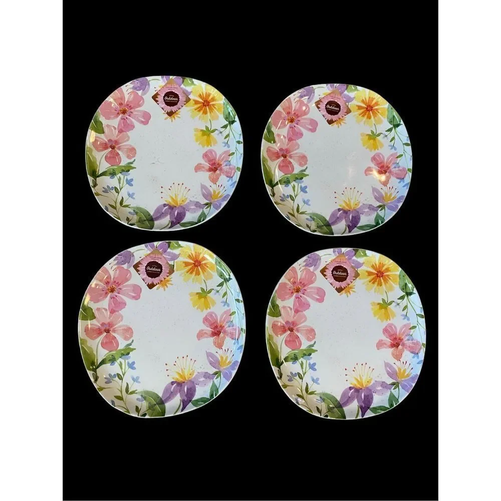 Melamine Indoor Outdoor Summer Collection Dinner Plates flowers Oval New set of